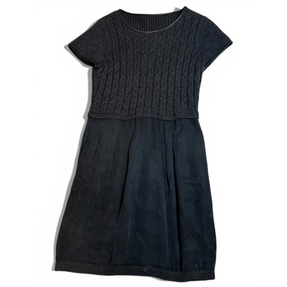 Listing:‎ Max Mara Mixed Media Cable Knit & Velvet Mini Dress